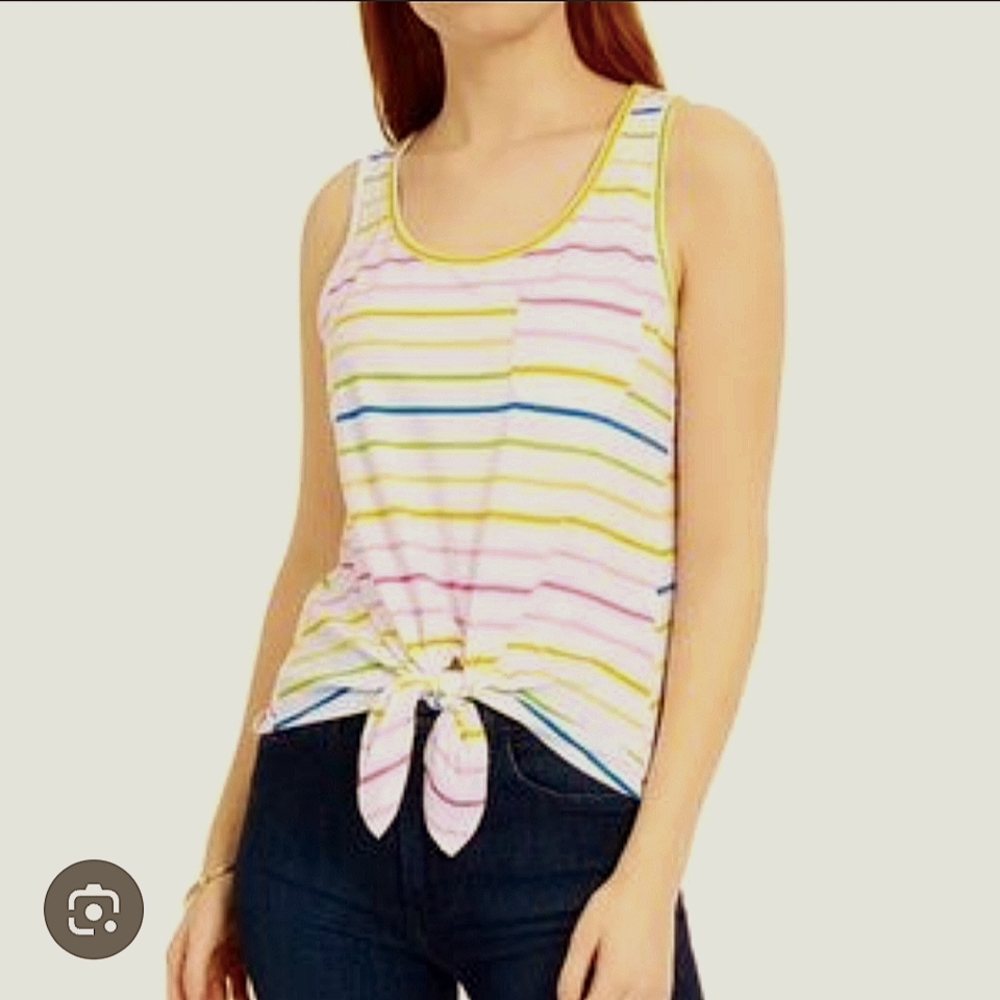 Rebellious One striped tie-front tank
